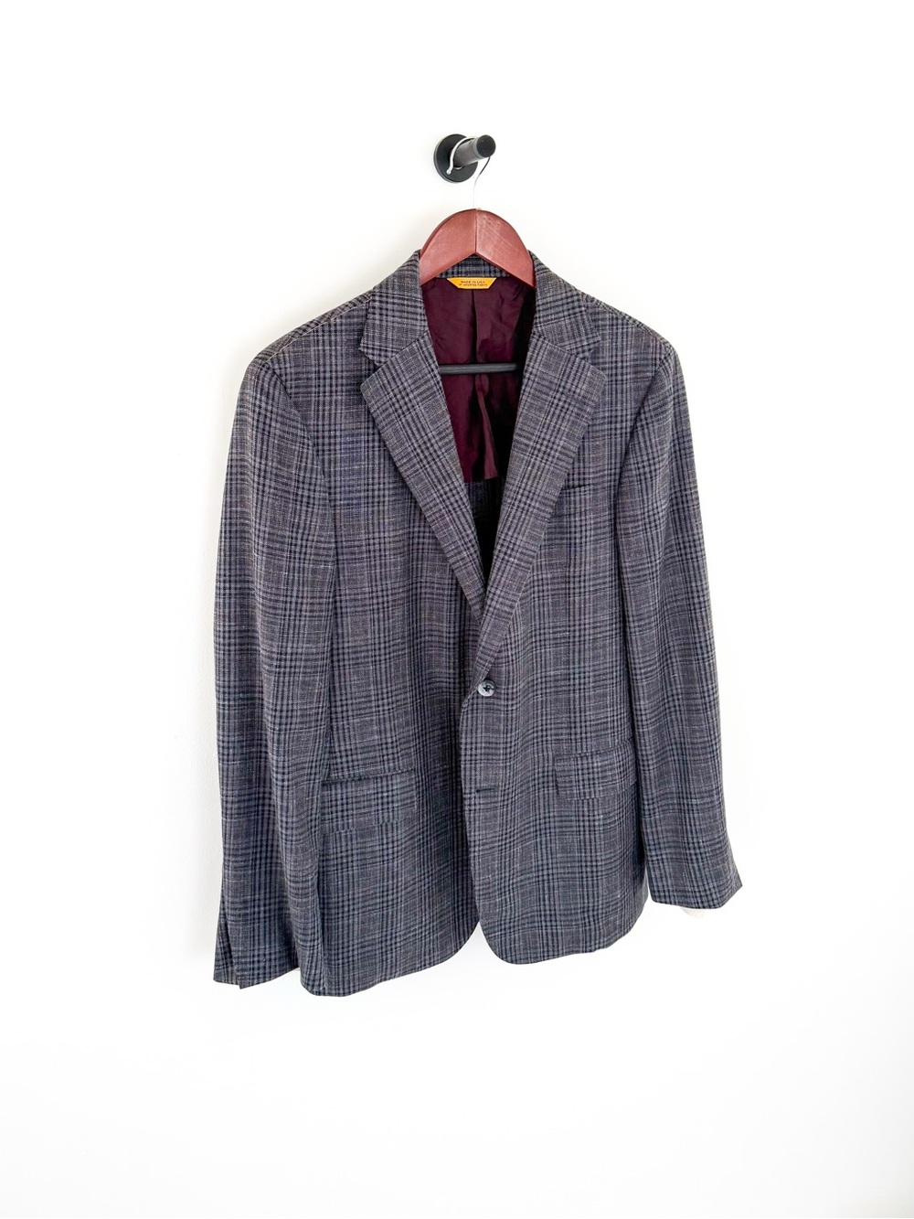 NEW Hickey Freeman Wool Silk Linen Gray Blue Plaid Blazer Sport Coat 40R Men's - Picture 5 of 16